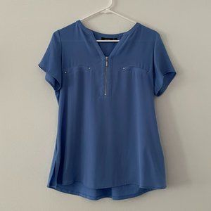 Apt. 9 Light Blue Zip Blouse